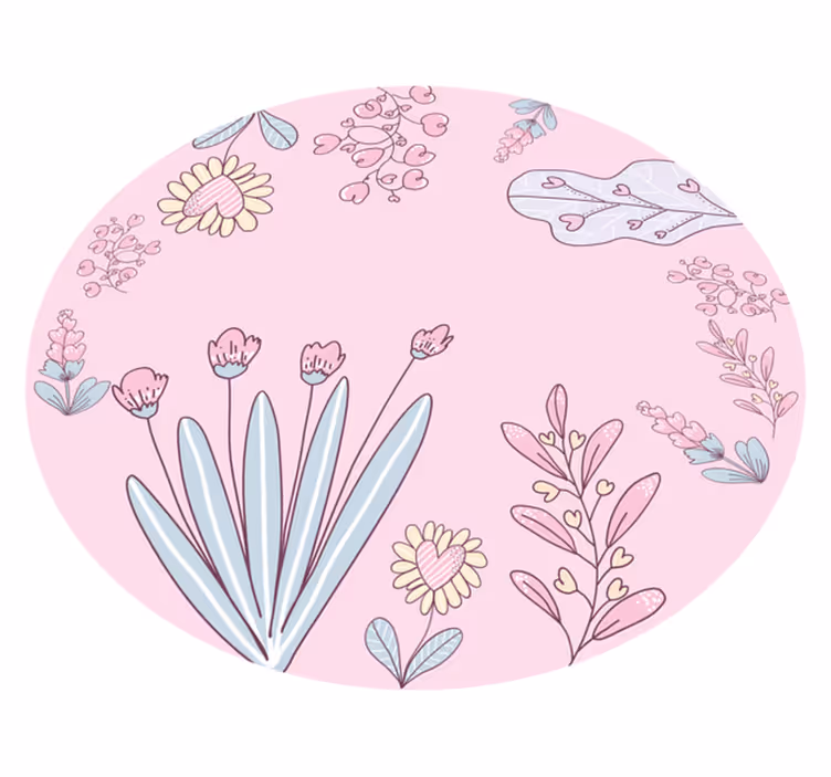 Vinyl Teppich Blumen florale herzmuster - TenStickers