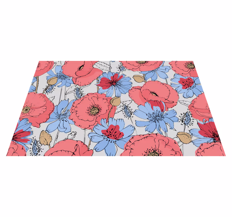 Vinyl teppich blumen mit lebhaftem botanischen druck - TenStickers