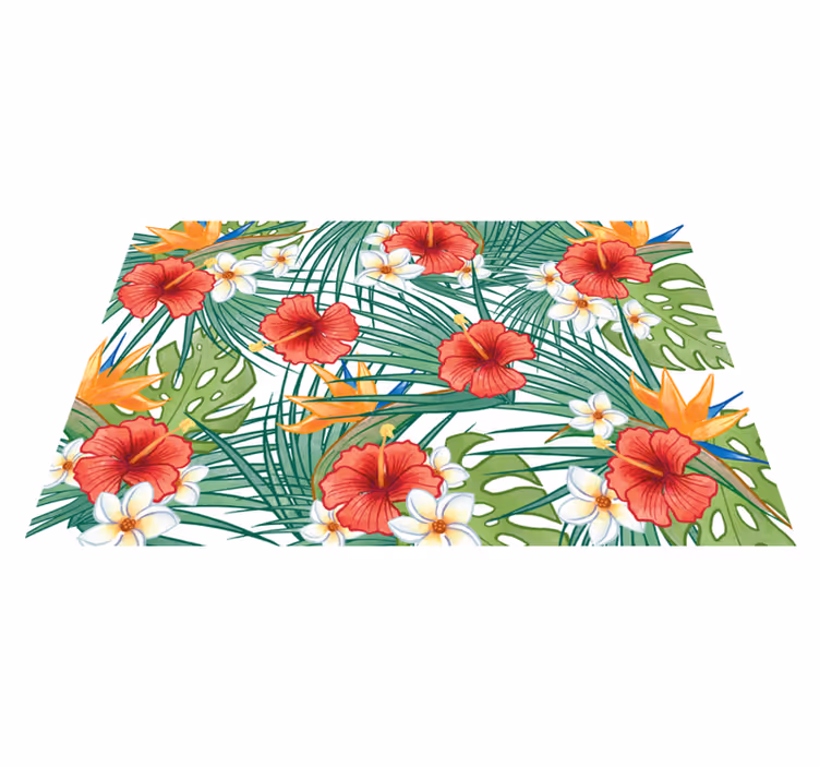 Vinyl Teppich Blumen tropisches blumenthema - TenStickers