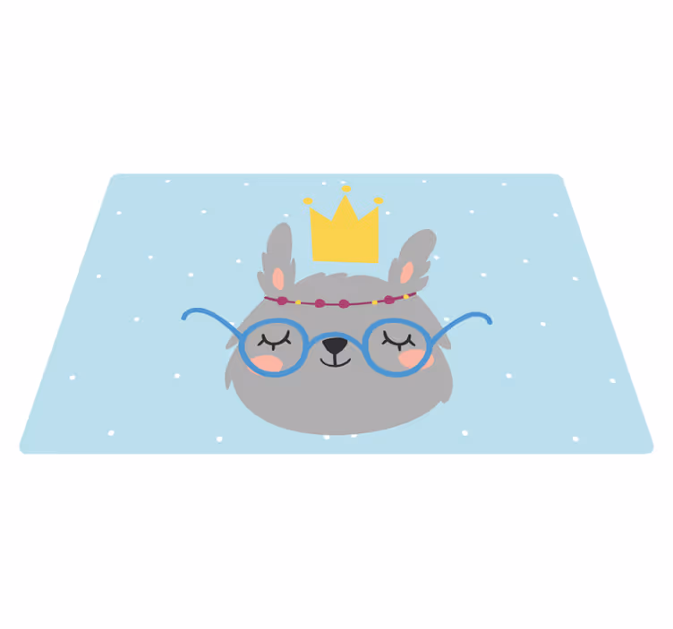 Vinyl Teppich Kinder nordischer grauer hase mit brille - TenStickers