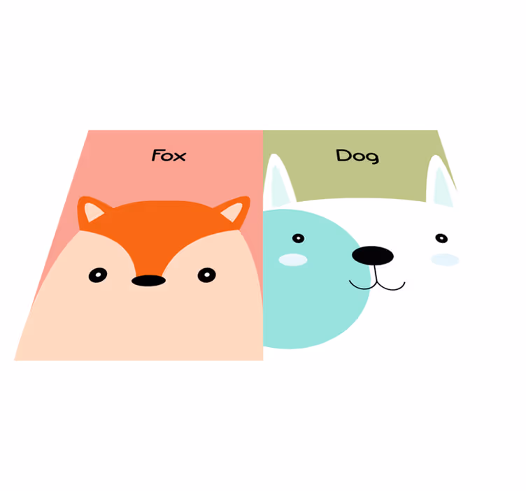 Vinyl Teppich Kinder fuchs- und hundegesichter - TenStickers