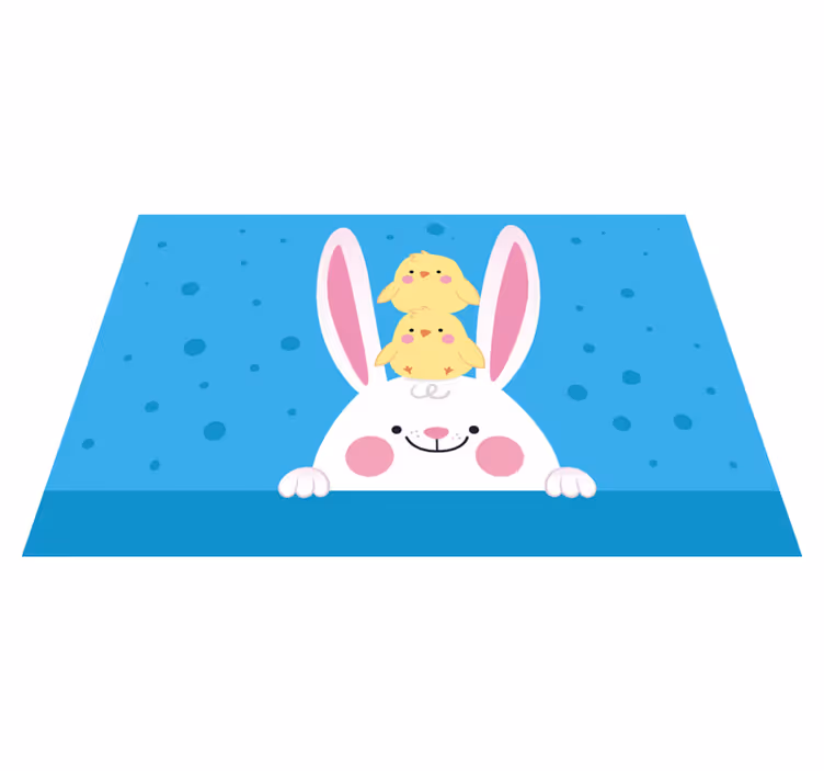 Vinyl Teppich Kinder glückliches häschen mit küken - TenStickers