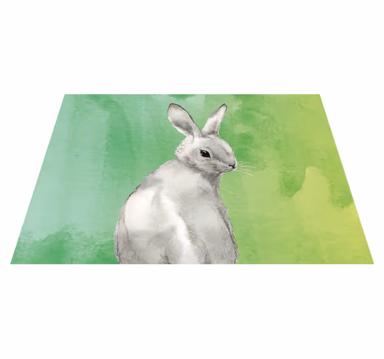 Vinyl Teppich Tiere kaninchen grüner hintergrund - TenStickers