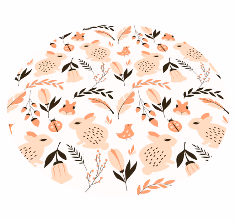 Vinyl Teppich Kinder sanftes häschen mit blumen - TenStickers