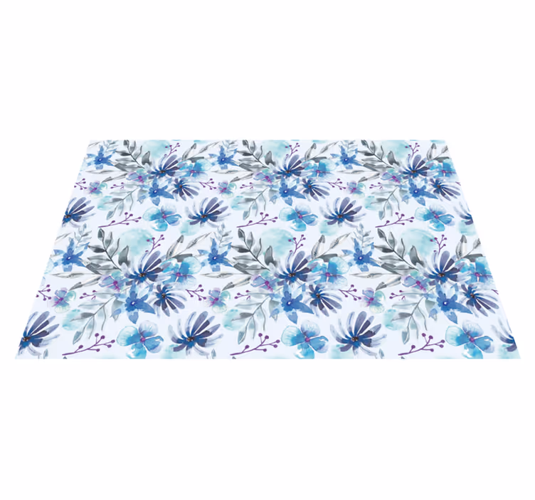 Vinyl teppich blumen mit blauem eleganten muster - TenStickers