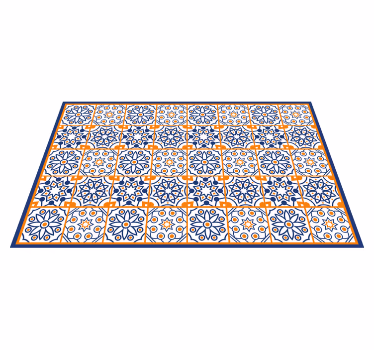 Vinyl Teppich Fliesenoptik leuchtend blaues muster - TenStickers