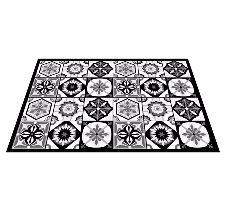 Vinyl Teppich Fliesenoptik elegantes graues muster - TenStickers