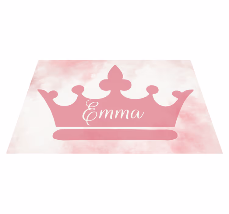Vinylteppich mit Name Rosa krone mit Namen - TenStickers