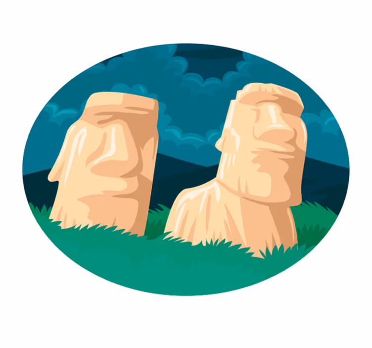 Vinyl Teppich Weltkarte silhouette der moai-statuen - TenStickers