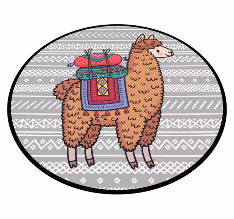 Vinylteppich kindlich lama mit sattel - TenStickers