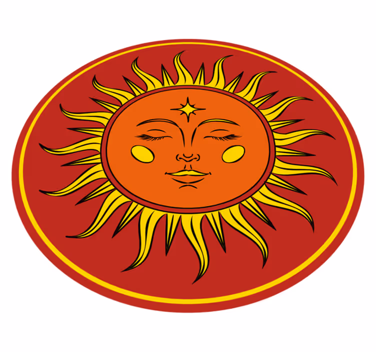 Vinylteppich Vintage Sonne mit gesicht - TenStickers