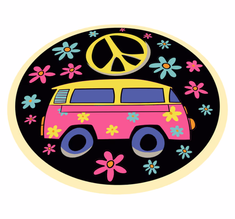 Vinylteppich kindlich flower-power-van - TenStickers