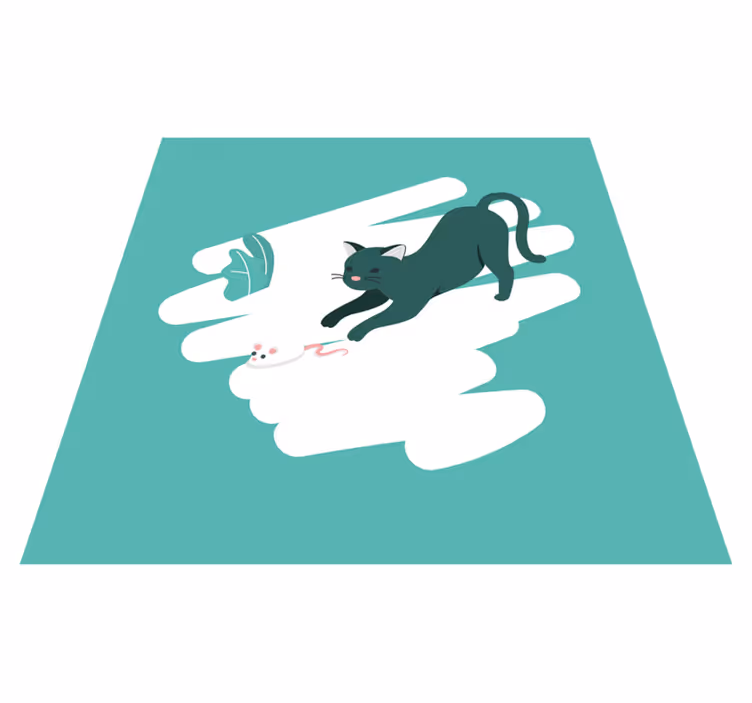 Vinyl Teppich Schlafzimmer spielerische katzenjagd - TenStickers