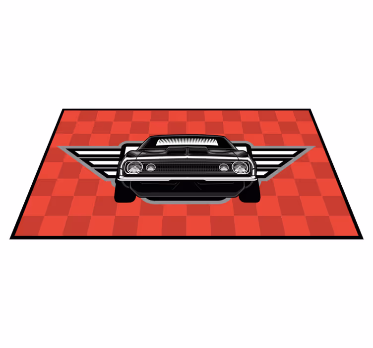 Vinylteppich kindlich kariertes muscle-car - TenStickers