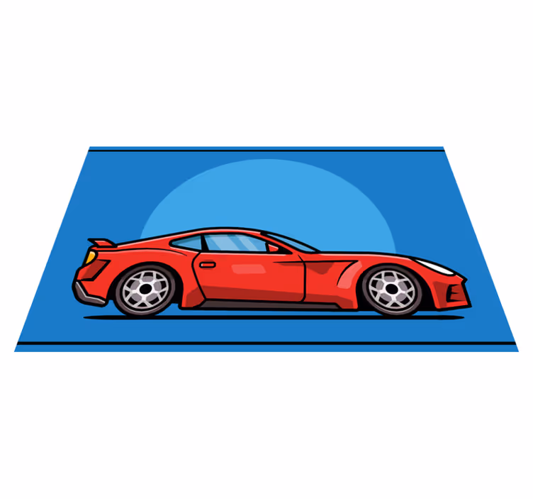 Vinyl Teppich Jugendzimmer roter sportwagen - TenStickers