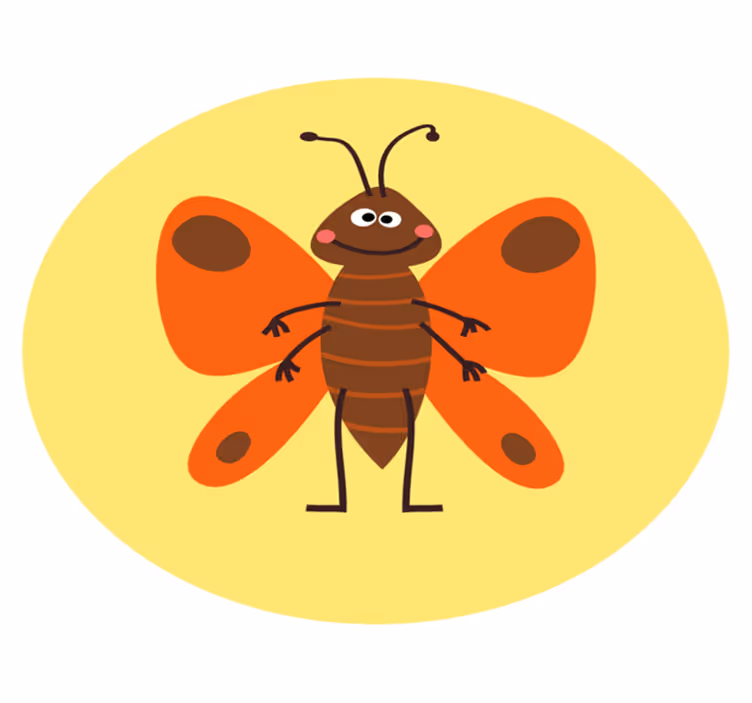 Vinyl teppich kinder fröhlicher schmetterlingscharakter - TenStickers