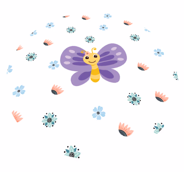 Vinyl Teppich Kinder lila schmetterlingsdesign - TenStickers