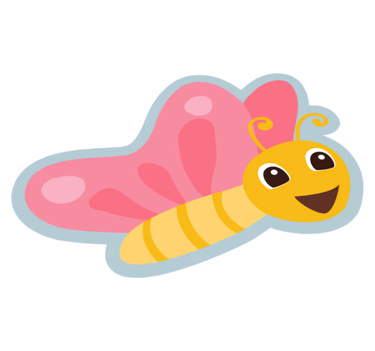 Vinyl Teppich Kinder bunter schmetterlingscharakter - TenStickers