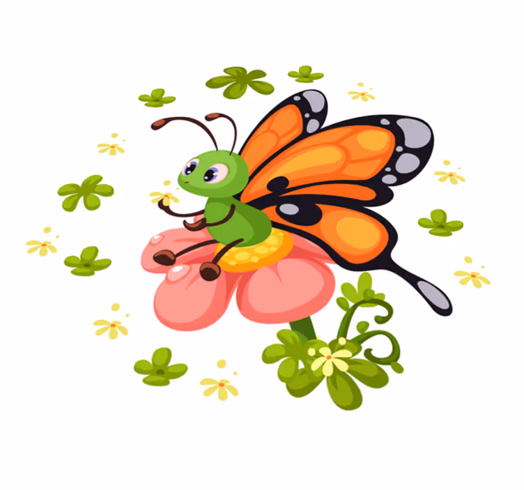 Vinylteppich Tiere Schmetterling sitzt auf einer blume - TenStickers