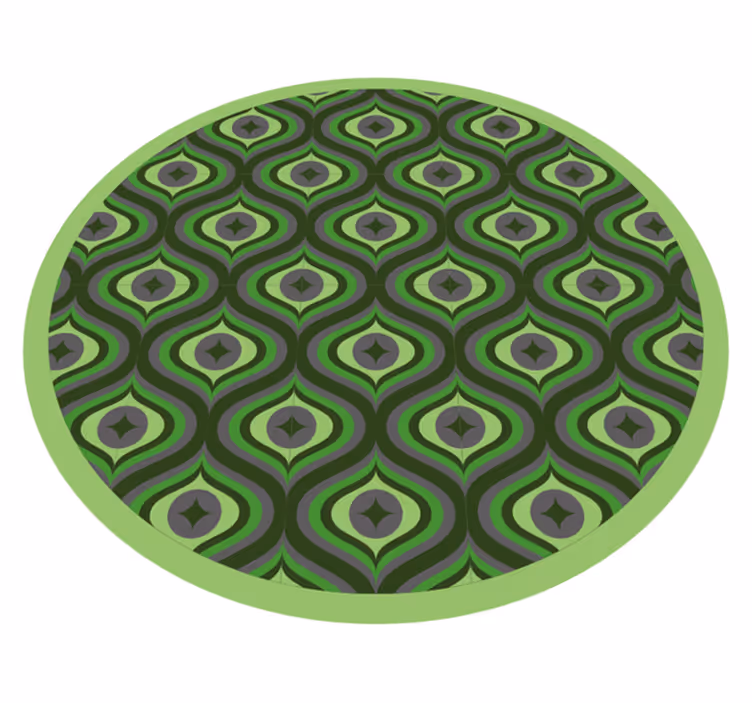 Vinyl teppich rund mit filigranen grünen wellen - TenStickers