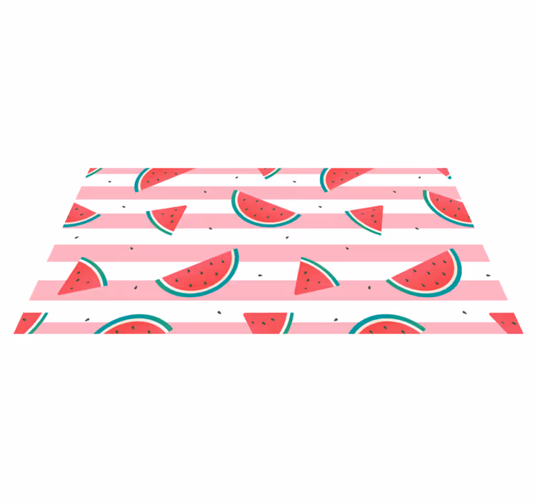 Vinyl Teppich Küche Wassermelone auf Streifen - TenStickers
