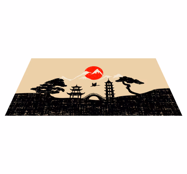 Vinyl Teppich Schlafzimmer japanische landschaftsszene - TenStickers
