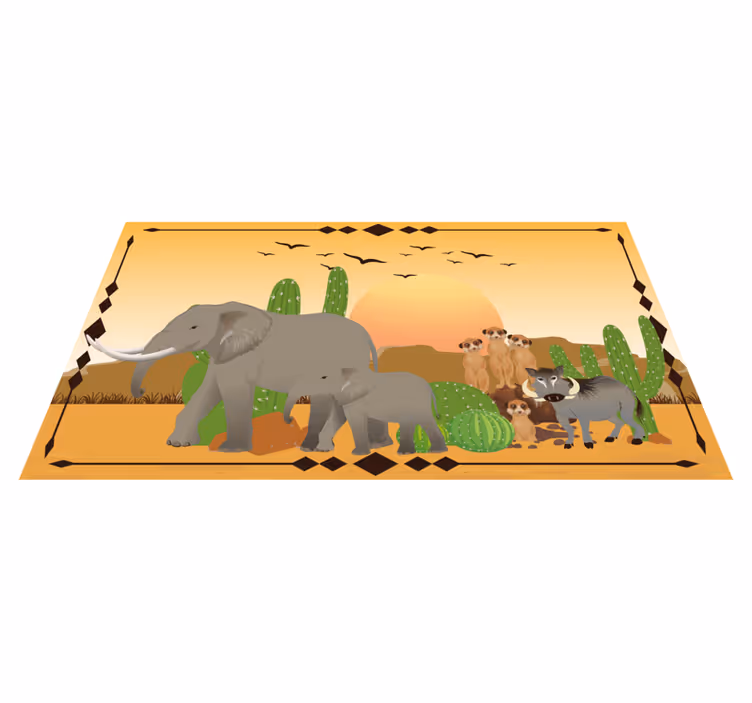 Vinyl Teppich Natur elefantenexpedition in der dämmerung - TenStickers