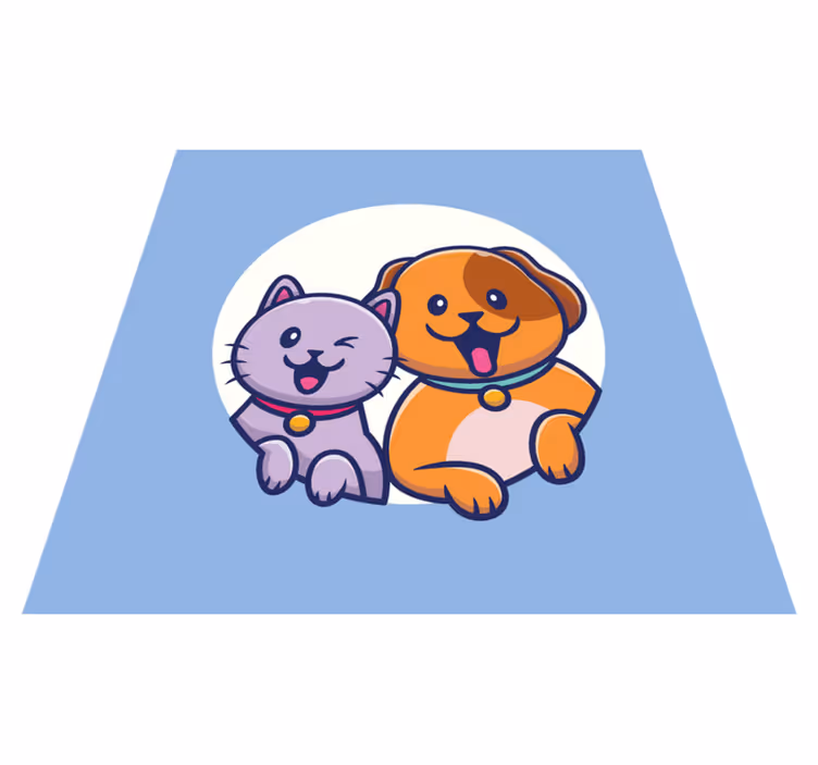 Vinyl Teppich Tiere süßes haustier-duo - TenStickers