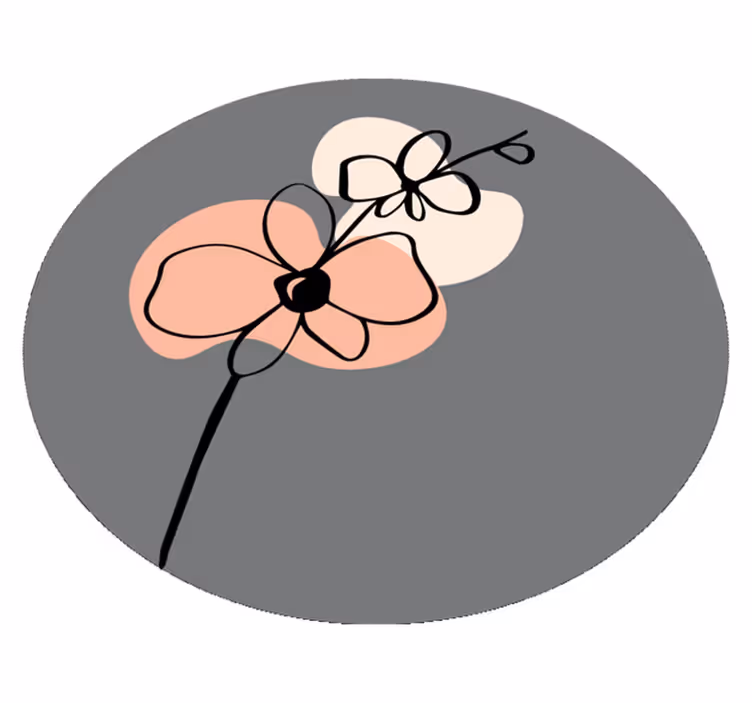 Vinyl teppich blumen im minimalistischen graudesign - TenStickers