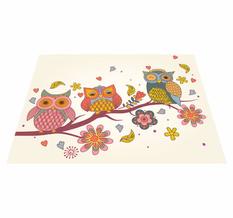 Vinyl Teppich Tiere charmantes eulentrio - TenStickers