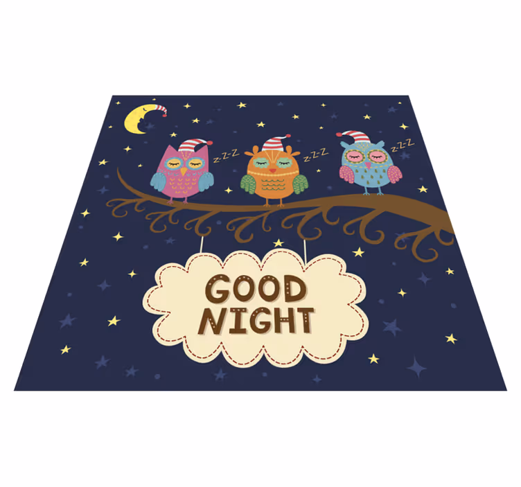 Vinyl teppich tiere schlafende eule trio - TenStickers