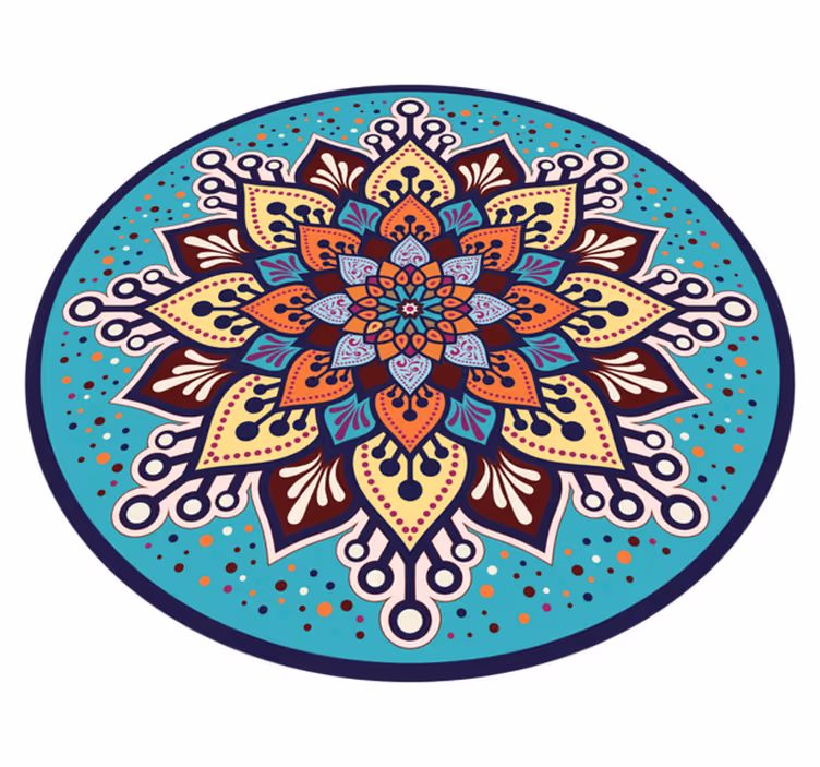Vinylteppich Mandala Blaue und orange sonnenform - TenStickers