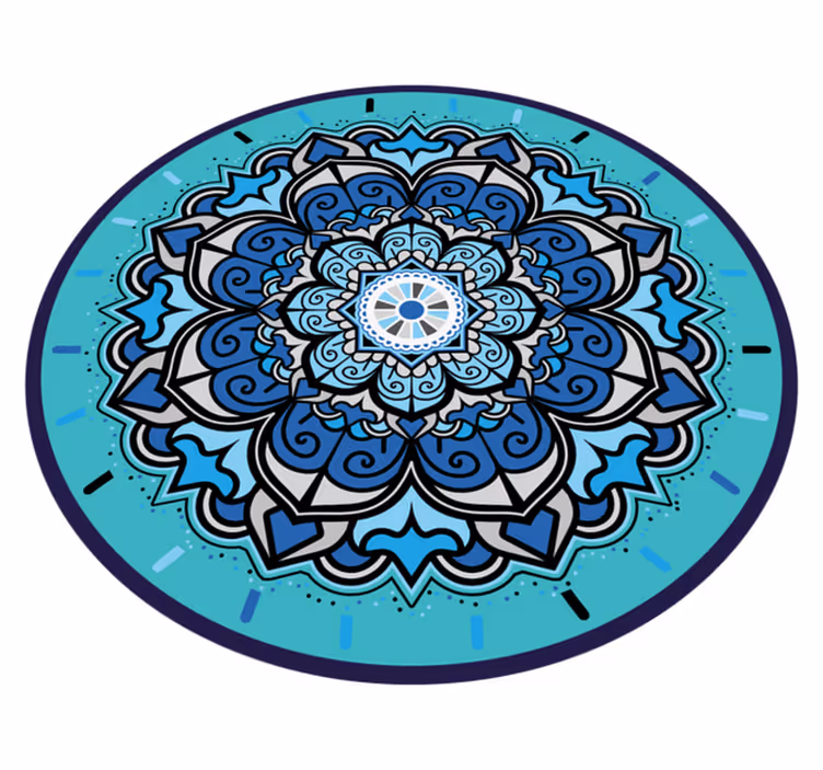 Vinyl Teppich rund kompliziertes blaues mandala - TenStickers