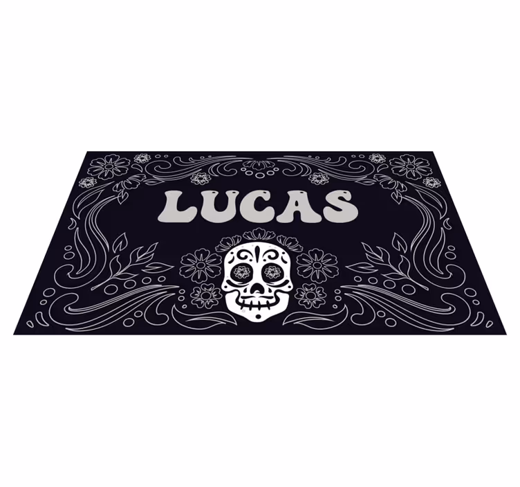 Vinyl Teppich Halloween totenkopf-design mit namen - TenStickers