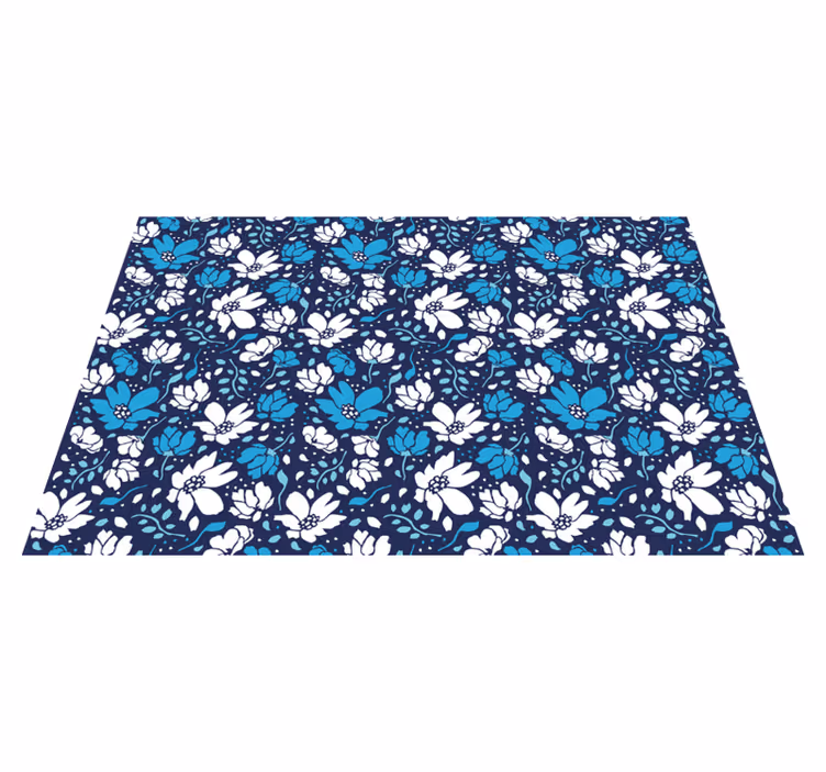 Vinyl Teppich Blumen marineblaues blumenmotiv - TenStickers