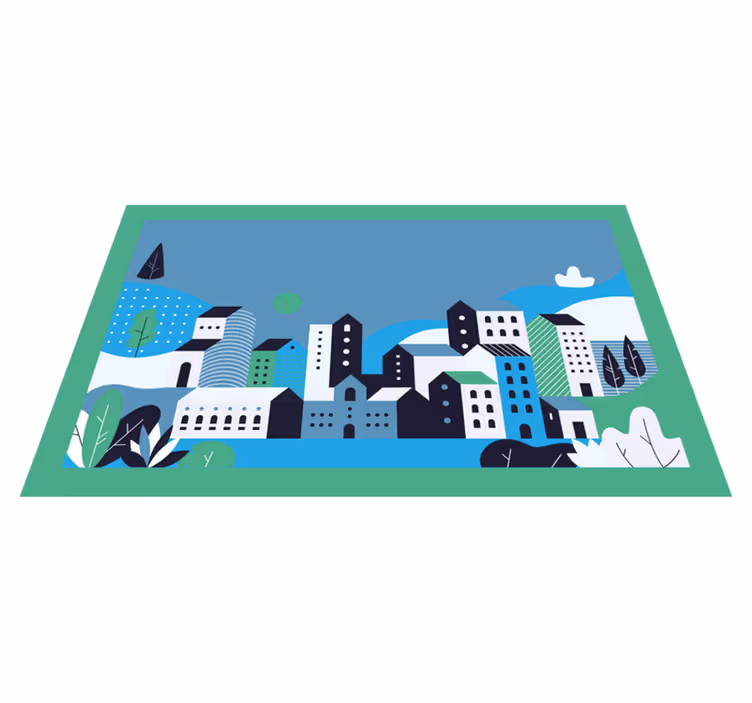 Vinylteppich kindlich blaue stadtlandschaft - TenStickers