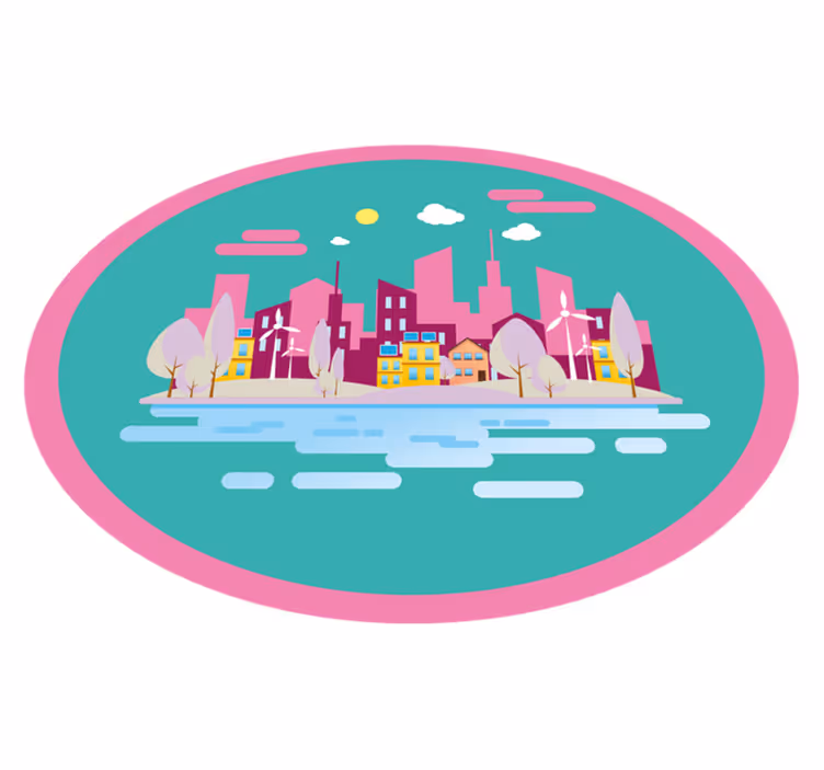 Vinylteppich kindlich buntes stadtbild - TenStickers