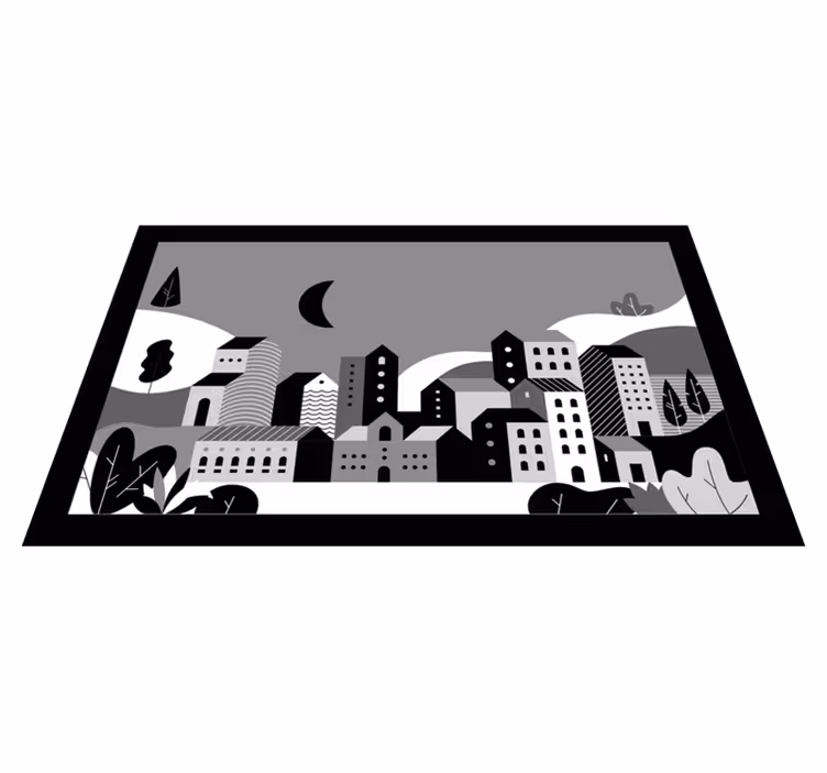 Vinyl Teppich modern stadtbild schwarz und weiß - TenStickers