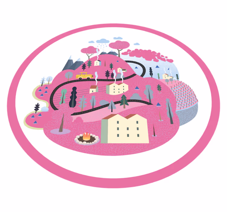 Vinyl teppich straßen bunte dorfszene - TenStickers