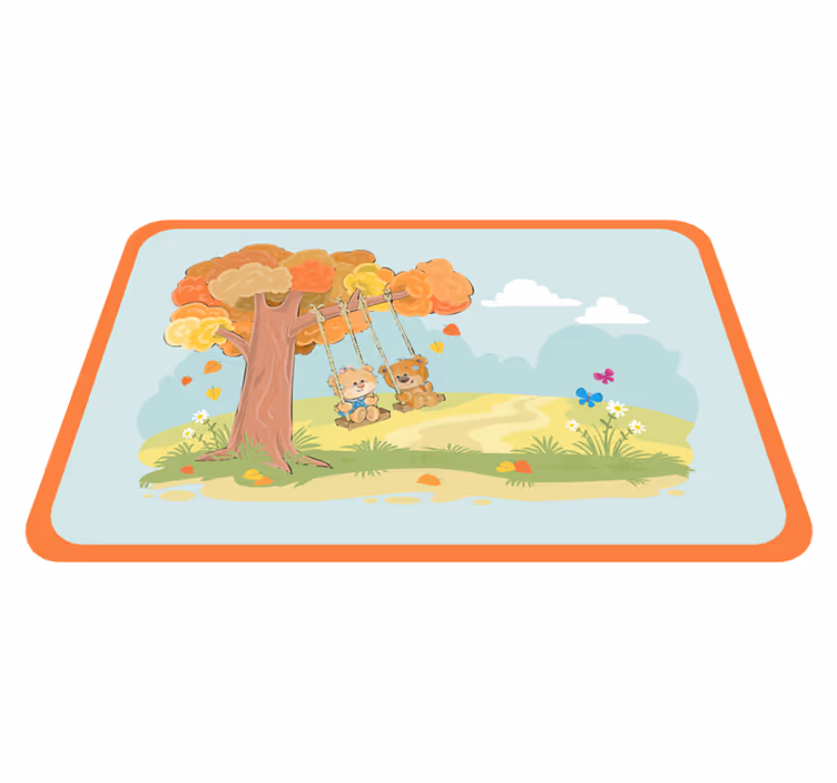 Vinyl Teppich Kinder babybären auf schaukeln - TenStickers