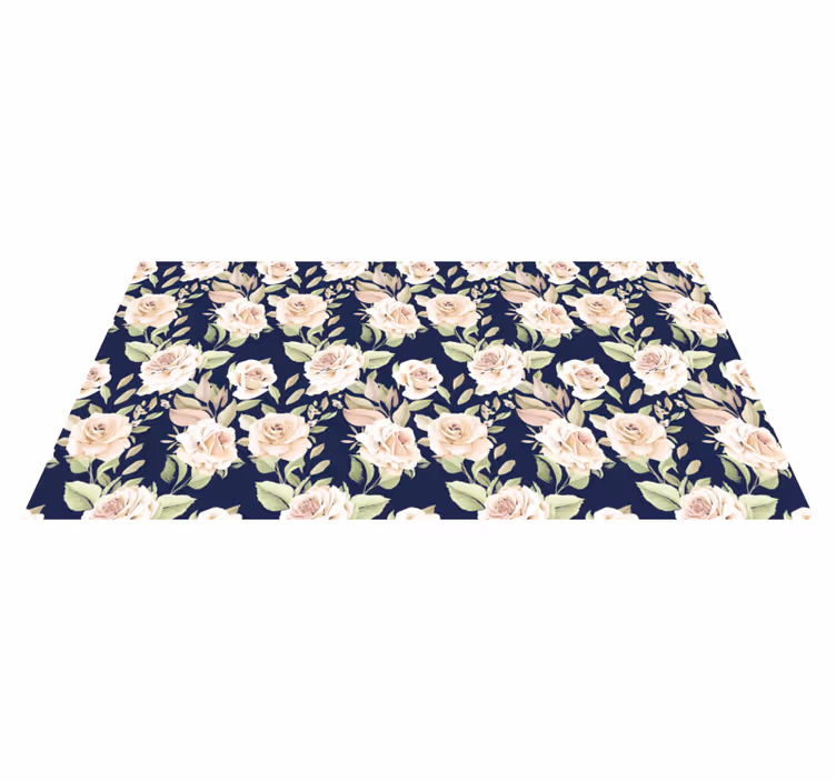 Vinylteppich Blumen Vintage rosenmuster auf blau - TenStickers