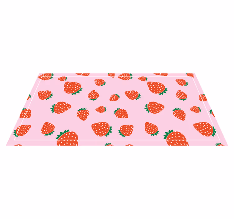 Vinyl Teppich Blumen rosa erdbeermotiv - TenStickers