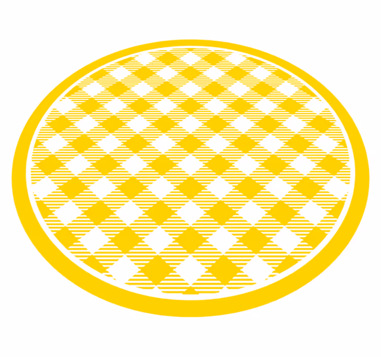 Vinyl Teppich rund Weiß und gelb gemusterte quadrate - TenStickers
