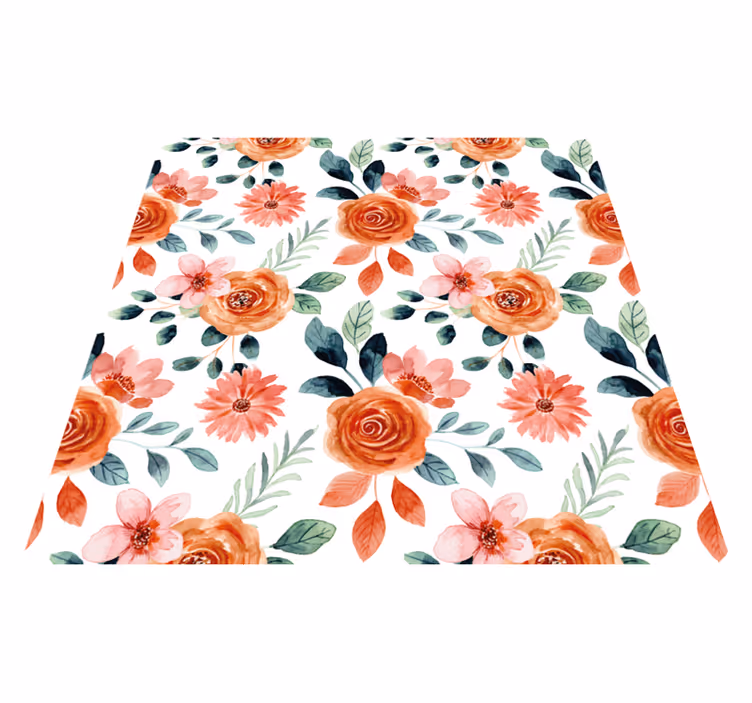 Vinylteppich quadratisch Aquarell zarte blumen - TenStickers