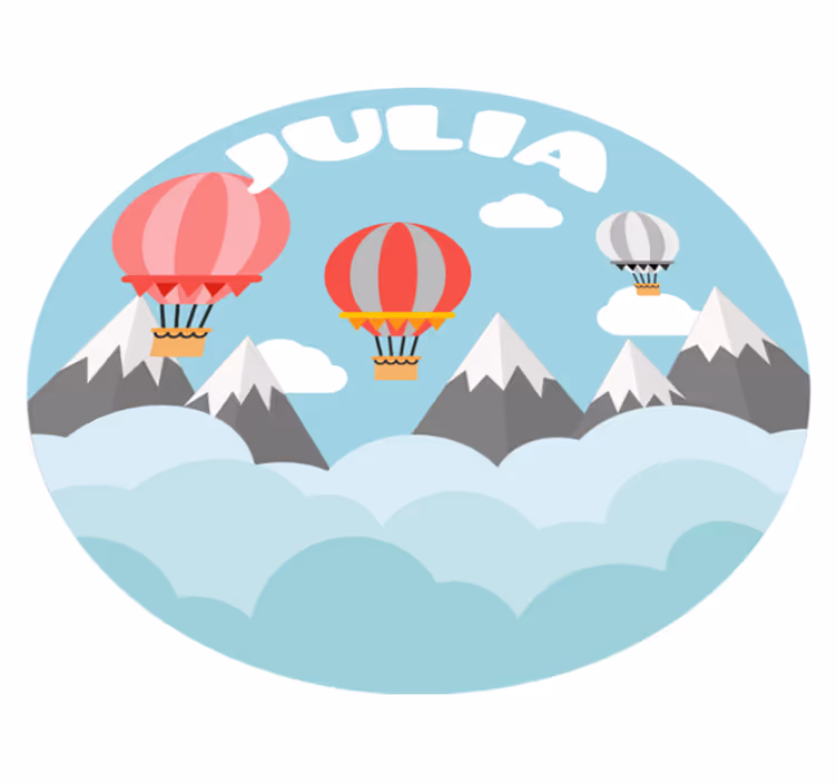 Vinylteppich kindlich berge und luftballons mit namen - TenStickers