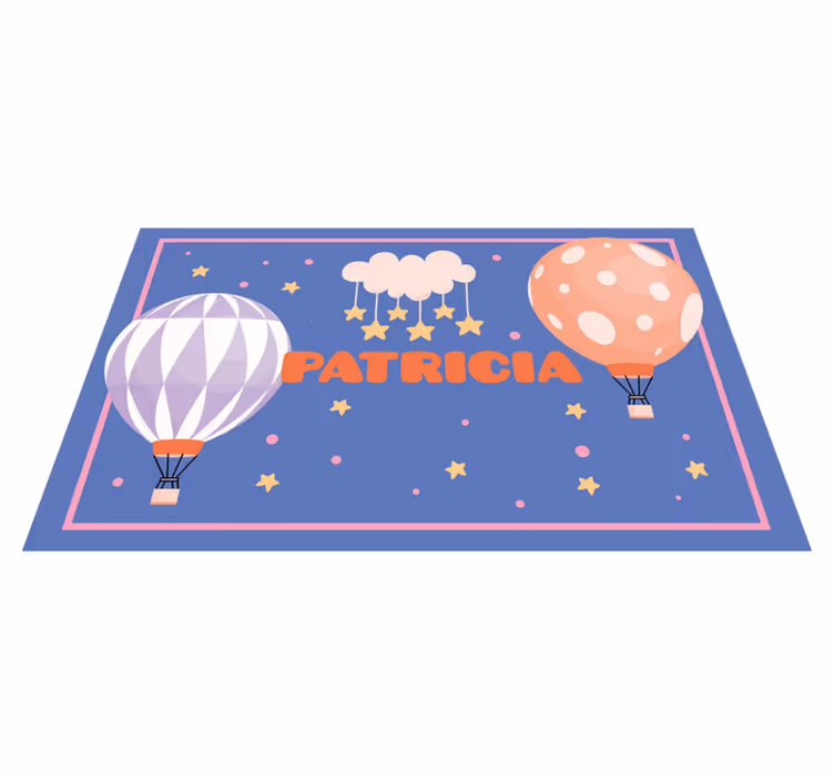 Vinyl teppich mit namen ballonfahrt abenteuer - TenStickers