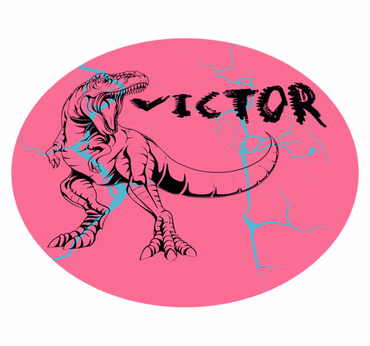 Vinylteppich kindlich pinker t-rex mit namen - TenStickers