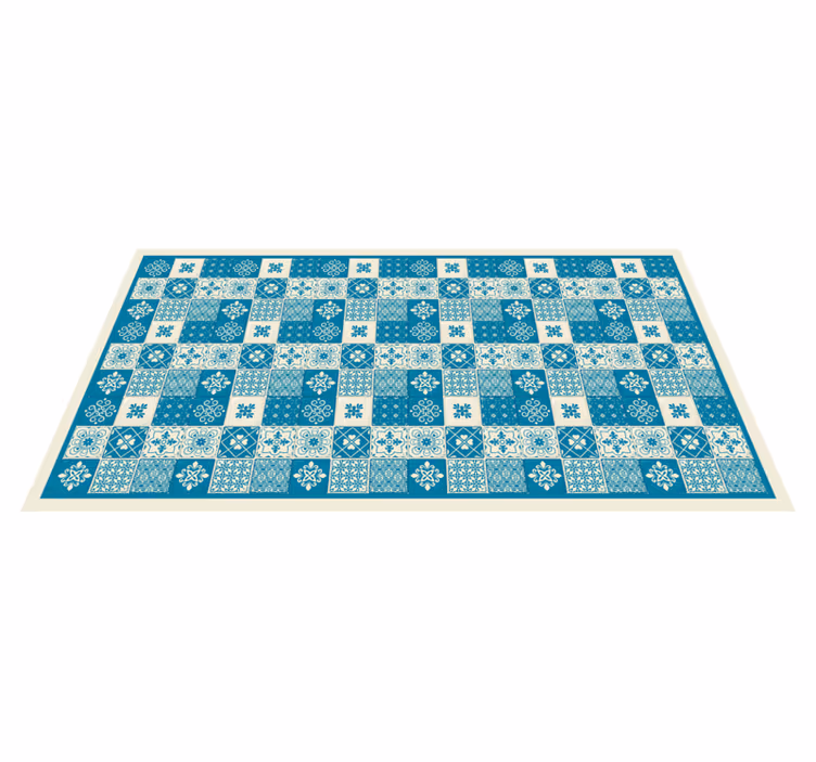 Vinyl teppich fliesenoptik mit blauem mosaikmuster - TenStickers