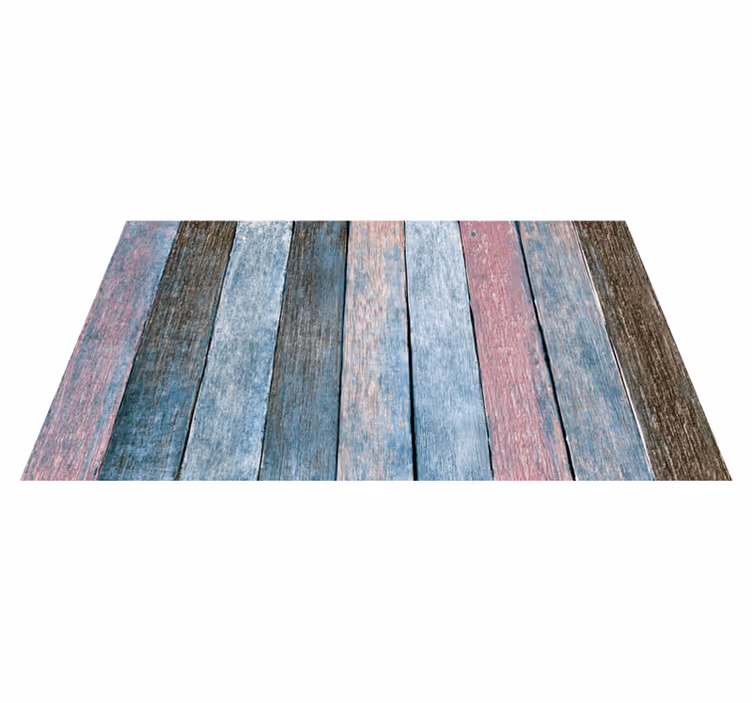 Vinylteppich Holzoptik blaue und rosa bretter - TenStickers