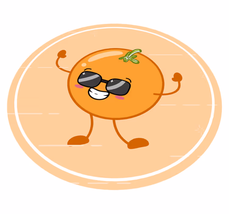 Vinyl Teppich rund fröhlicher orangefarbener charakter - TenStickers